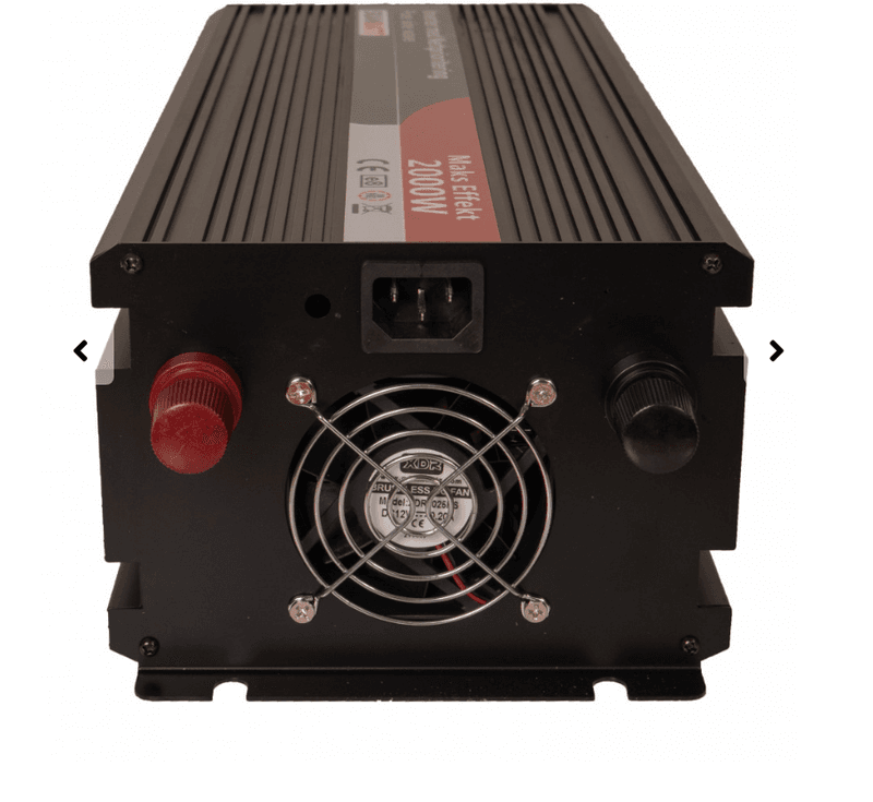 SKANBATT Inverter 12V 2000W Ren Sinus med Nettprioritering og Trådløs Fjernkontroll